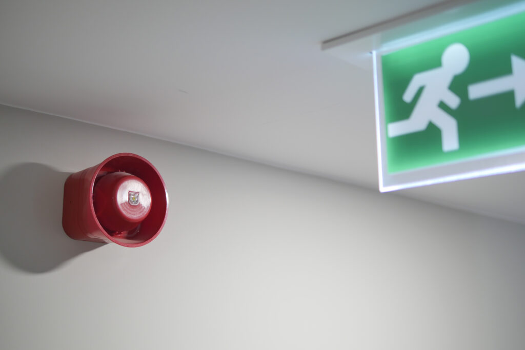 Fully compliant emergency escape route lighting by Currant Live, providing essential visibility and life safety for business premises.