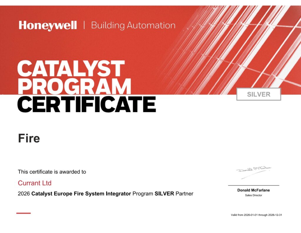 Currant live Honeywell Silver Partner Certificate