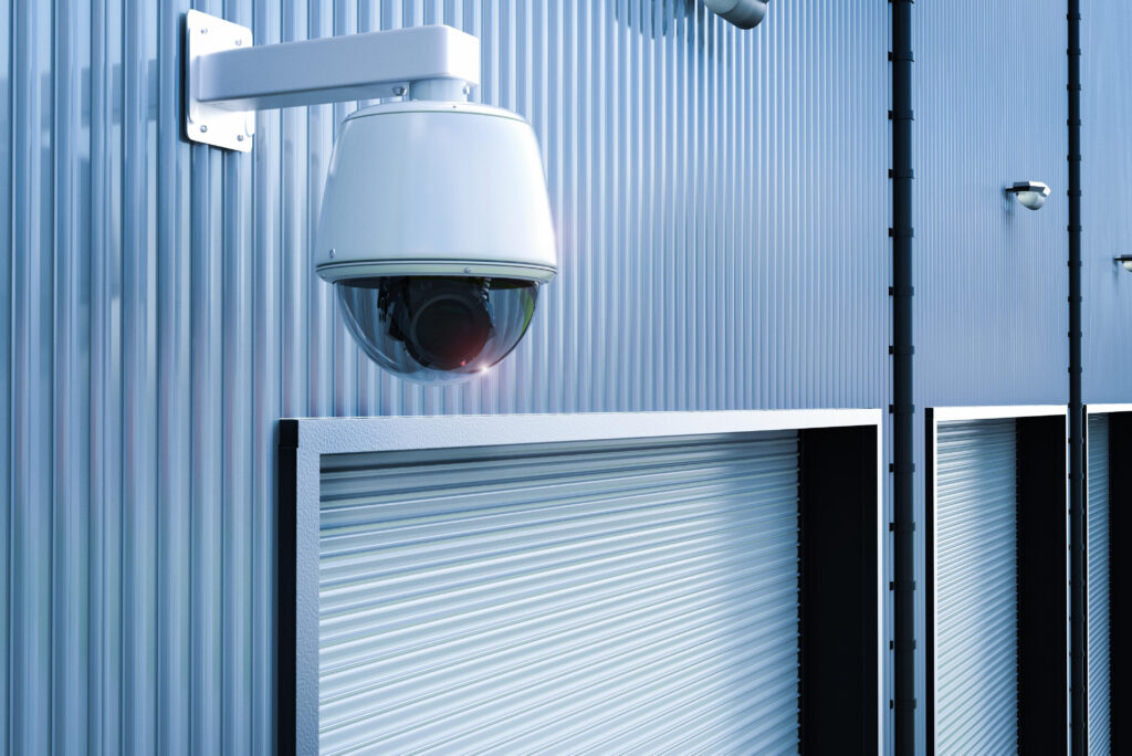 Commercial building surveillance using AI video analytics for advanced features like people counting, loitering detection, and automated security alerts.